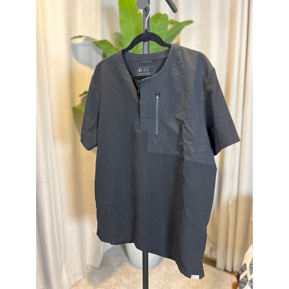 FIGS Technical Collection Mens Black Scrub Top Short Sleeve Size Large - Picture 2 of 6
